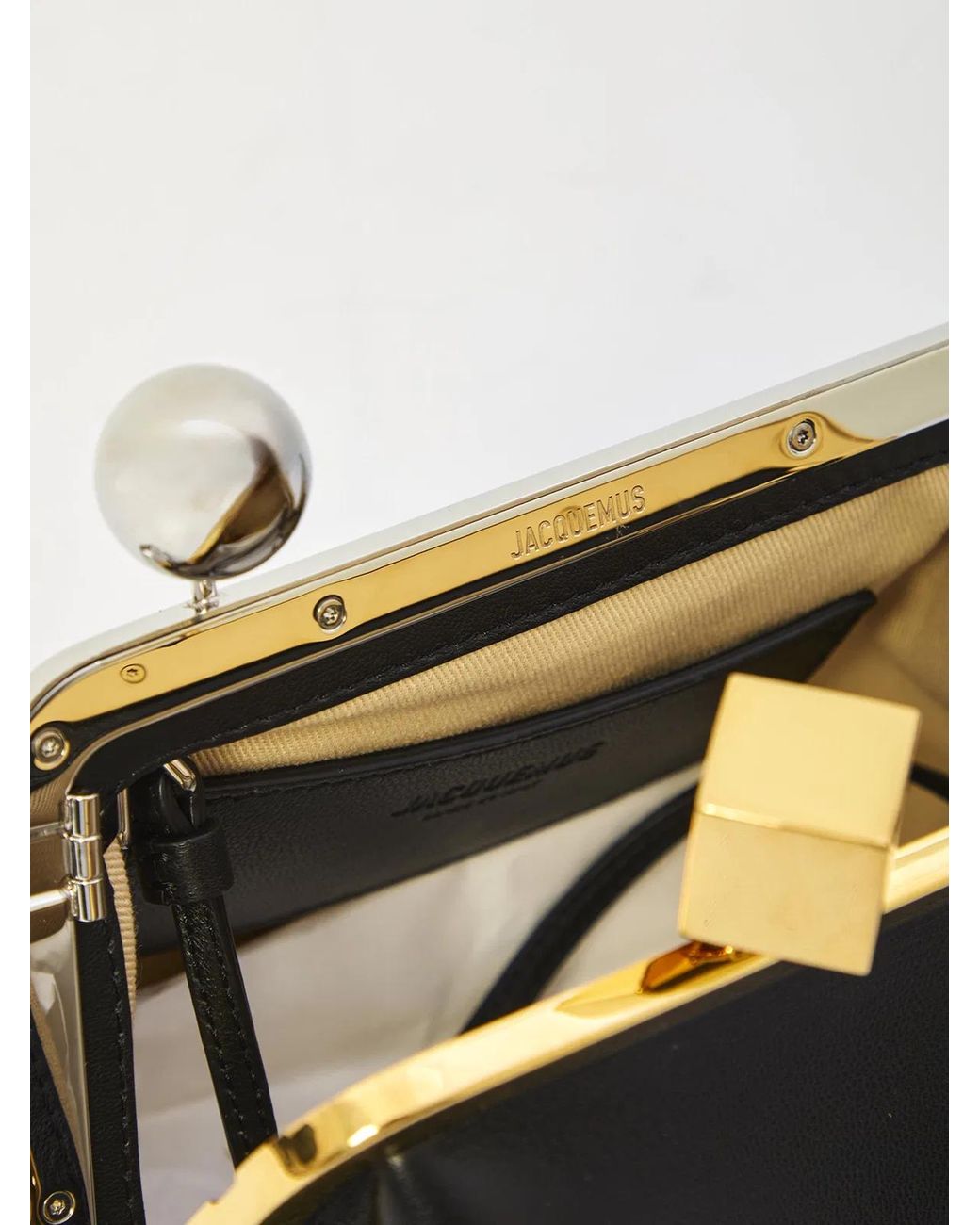 Jacquemus Black Compact Le Berlingot Leather Clutch Bag