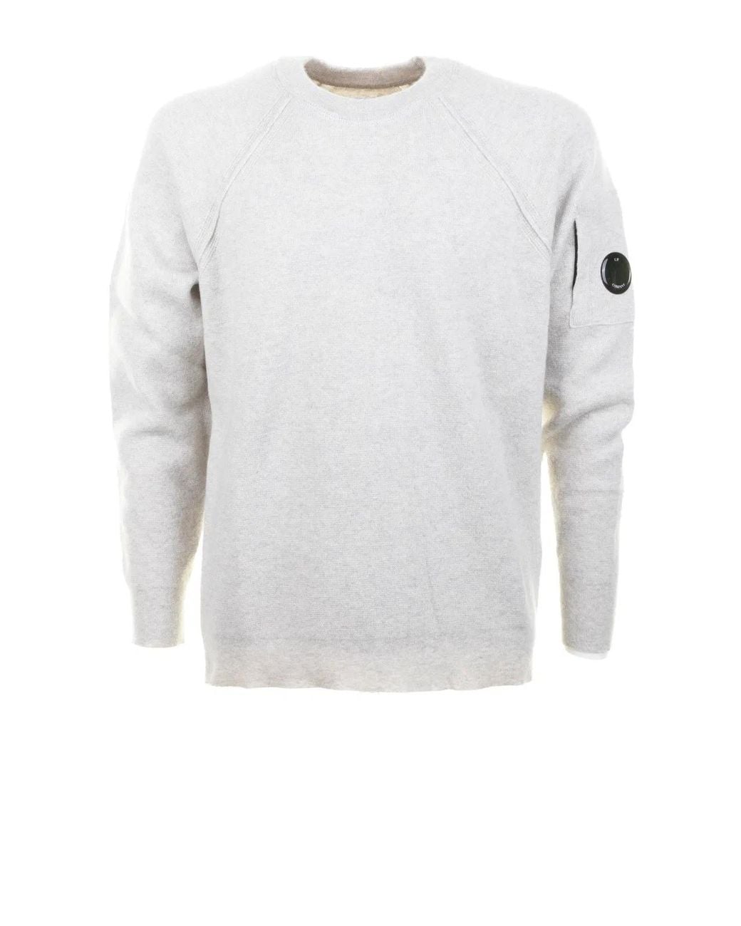 C P Company White C.P.Company Long-Sleeved Shirt With Patch On The Left Sleeve for men