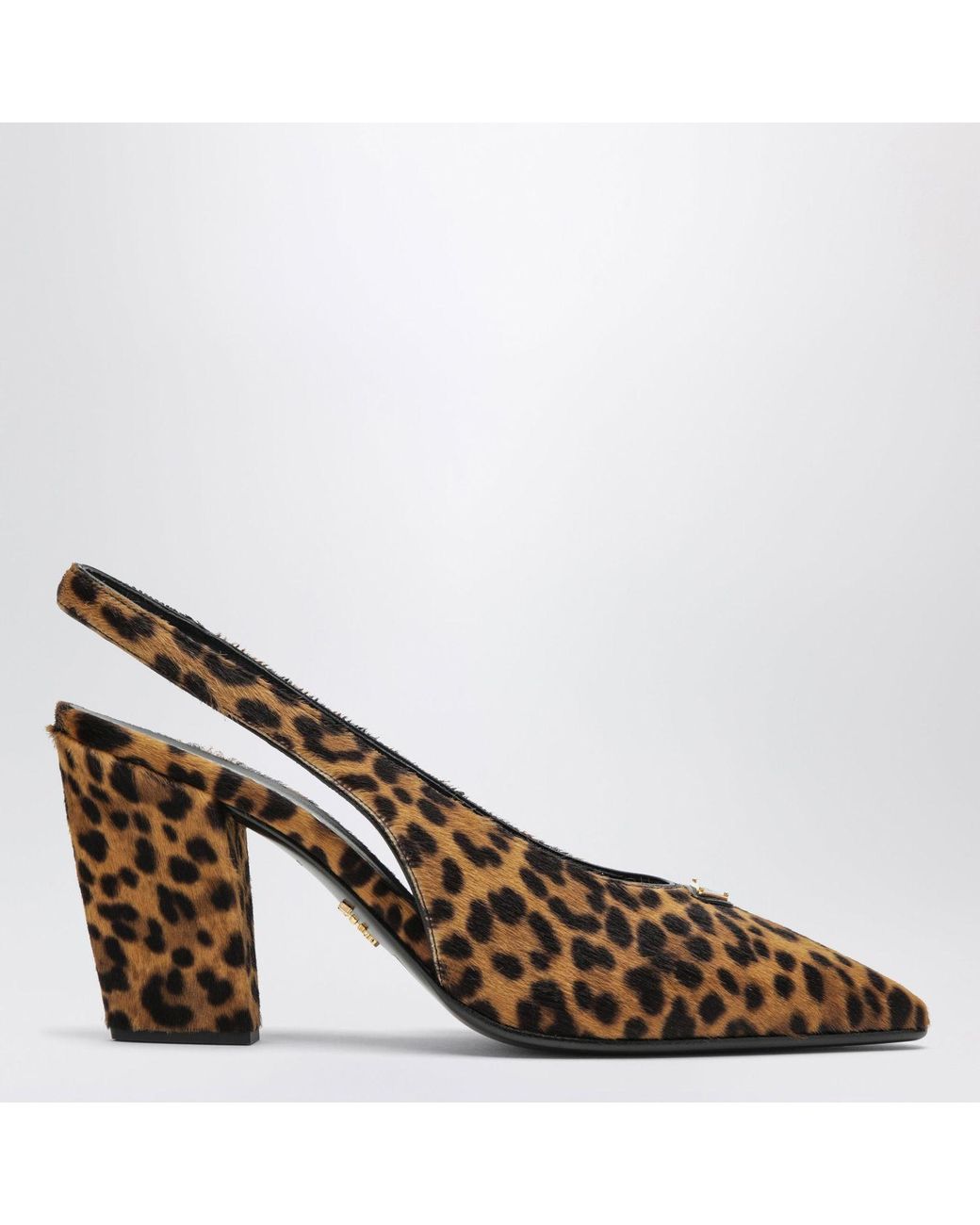 Prada Brown Leopardprint Calf Hair Slingback Pumps