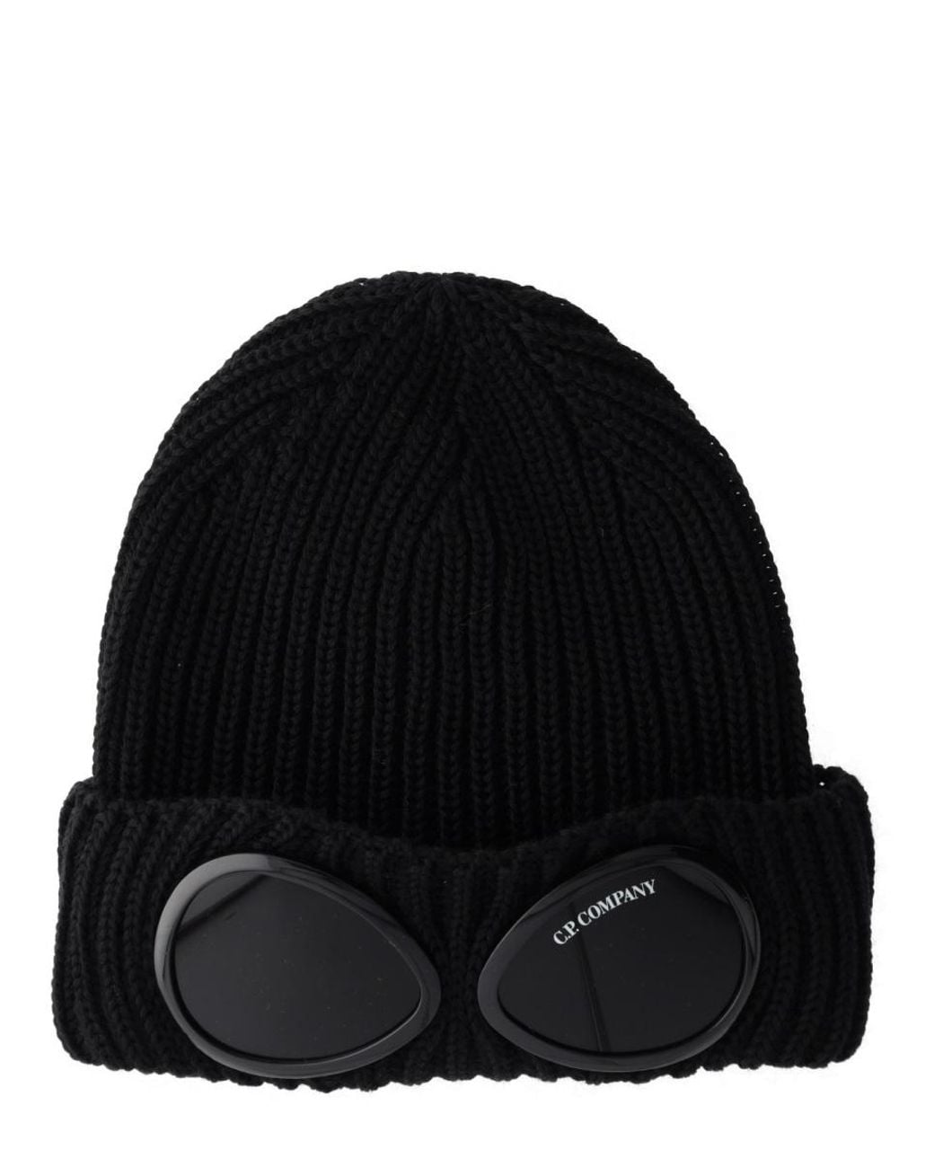 C P Company Black Berretto Con Occhiale for men