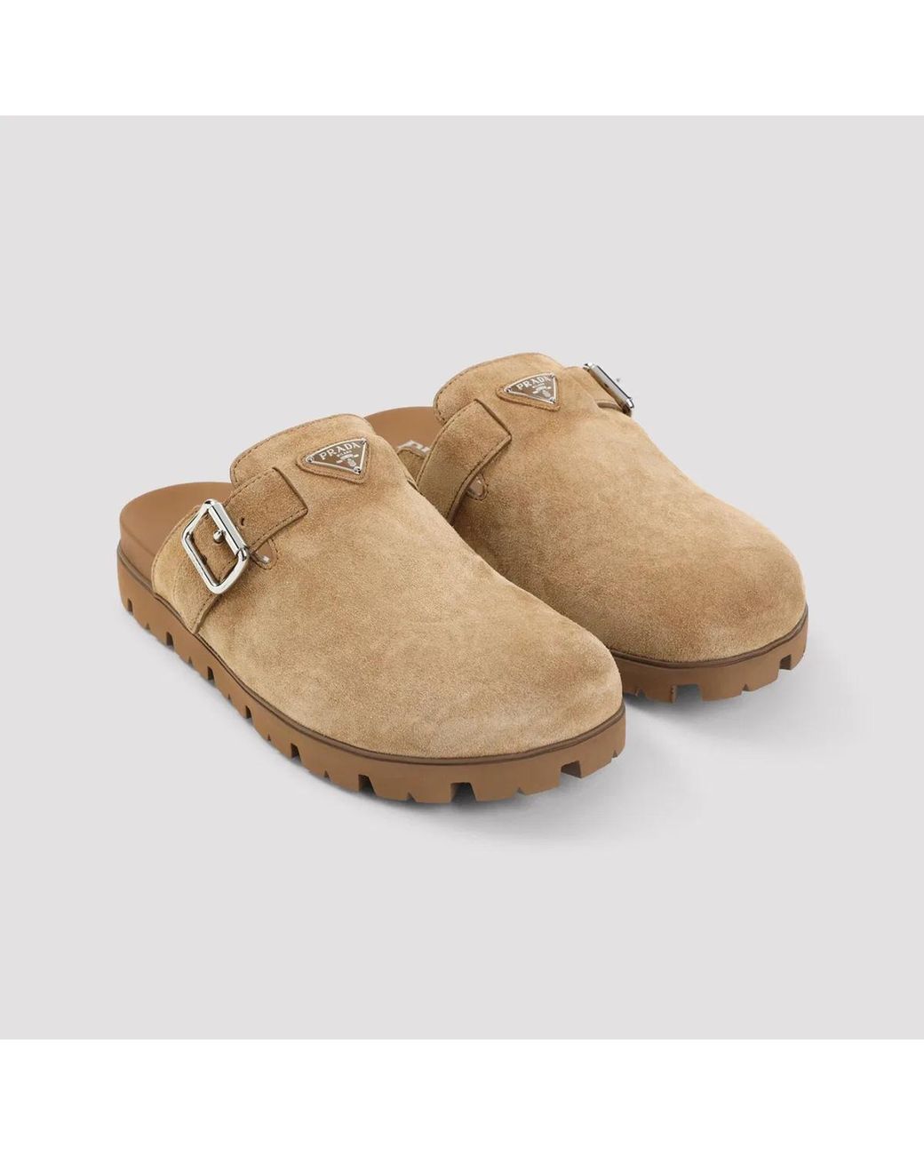 Prada Brown Cannella Suede Sabot for men