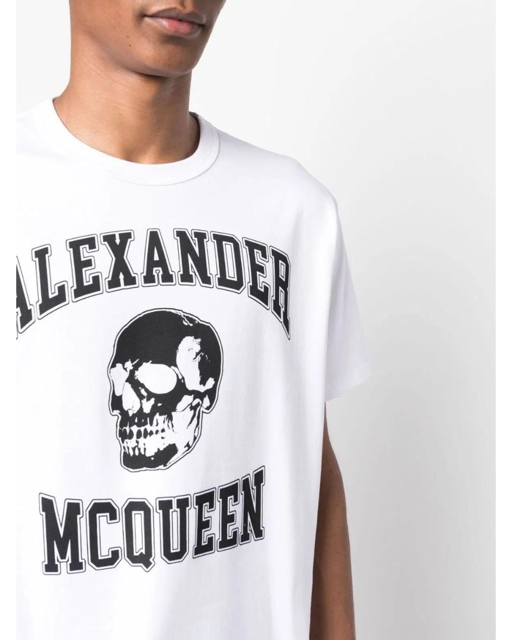 McQueen Blue Skull Logo T Shirt for men