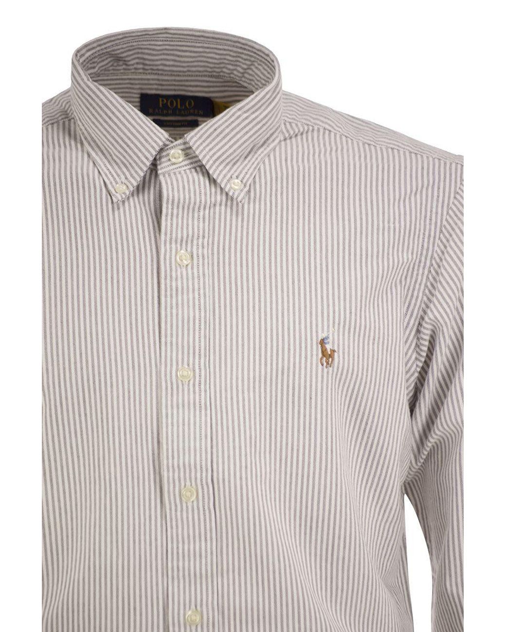 Polo Ralph Lauren Gray Striped Cotton Button-Down Shirt for men