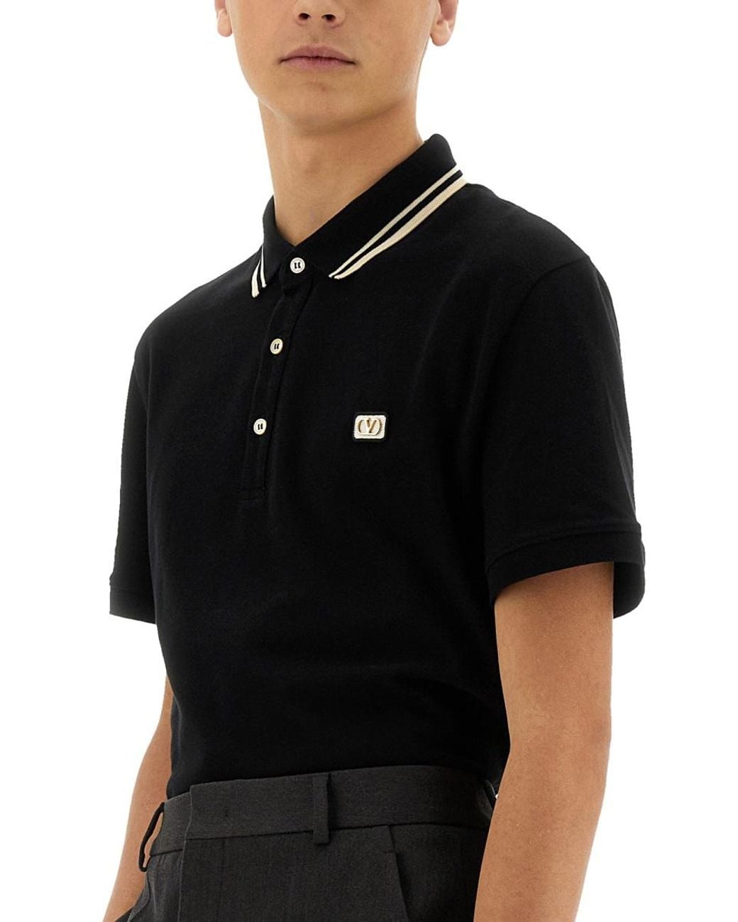 Valentino Black Piquet Polo for men
