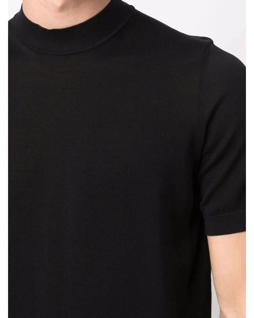 Drumohr Black Short Sleeves Turtle Neck T-Shirt for men