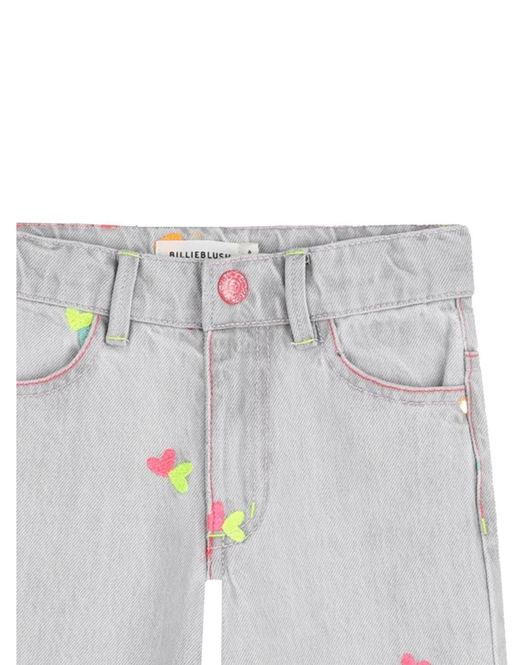 Billieblush White Pantalone Jeans Con Cuoricini