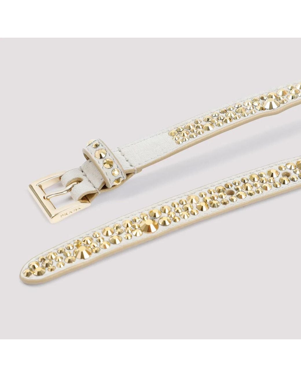 Prada Natural Embellished Suede Belt