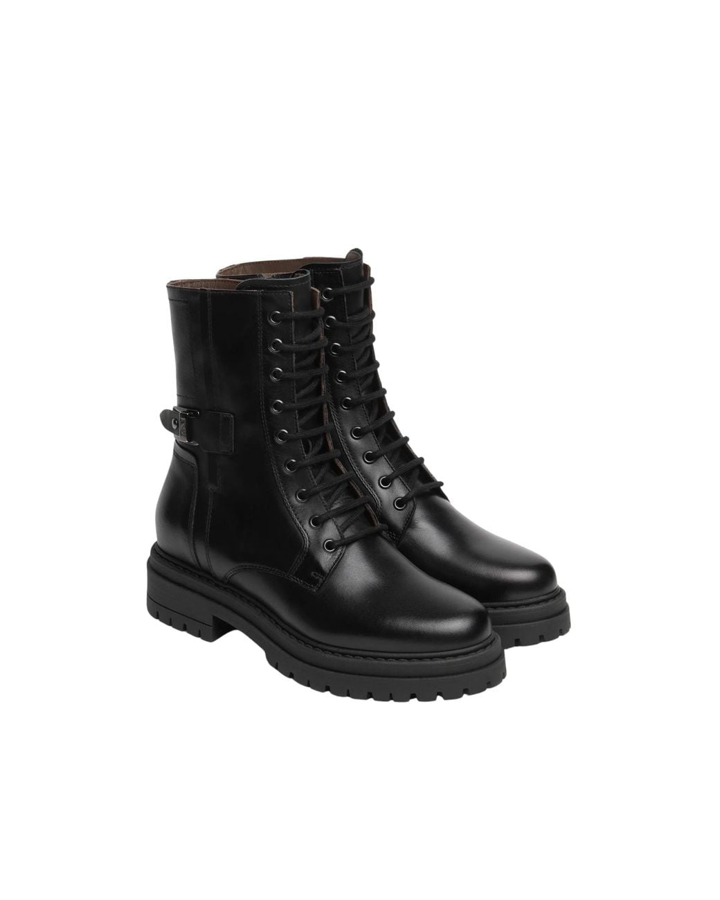 Nero Giardini Black Leather Combat Boots
