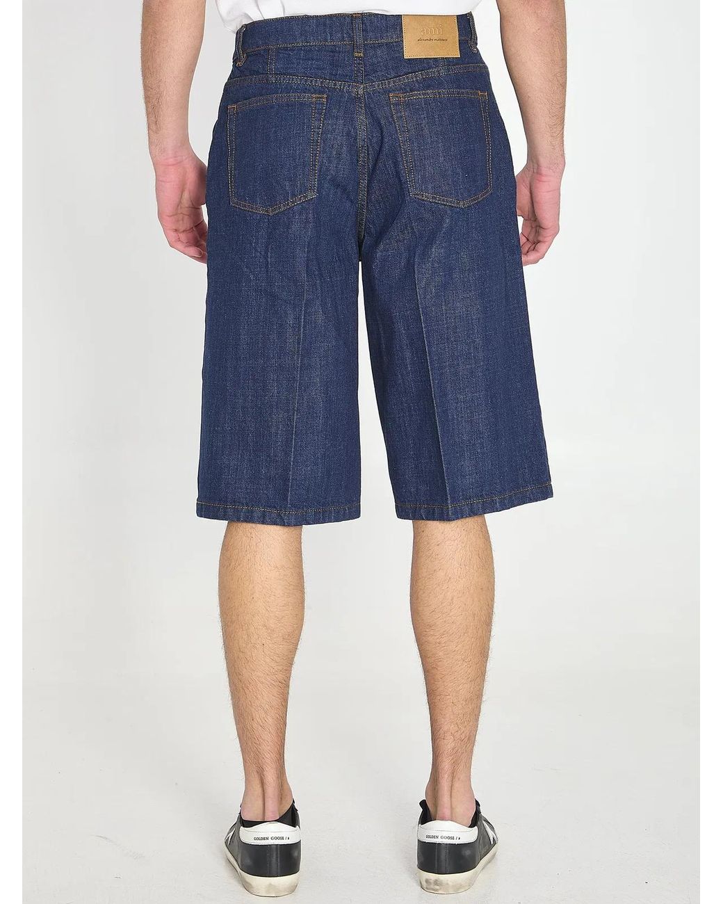 AMI Blue Denim Bermuda Shorts for men