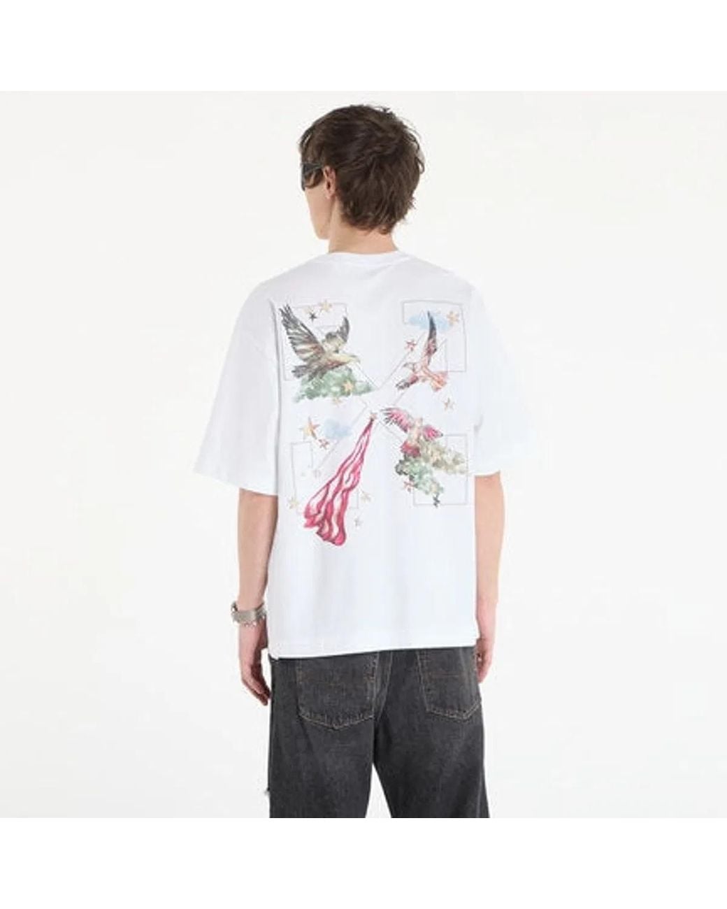Off-White c/o Virgil Abloh White Style Drethestane Arrow Skate Short-Sleeve T-Shirt for men