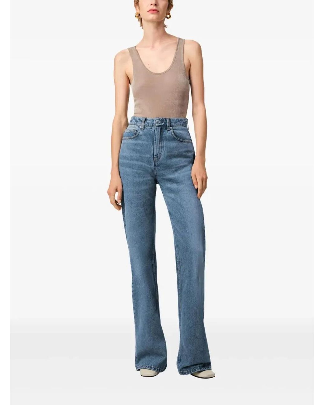 AMI Blue Straight-Leg Denim Pants With Subtle Fading