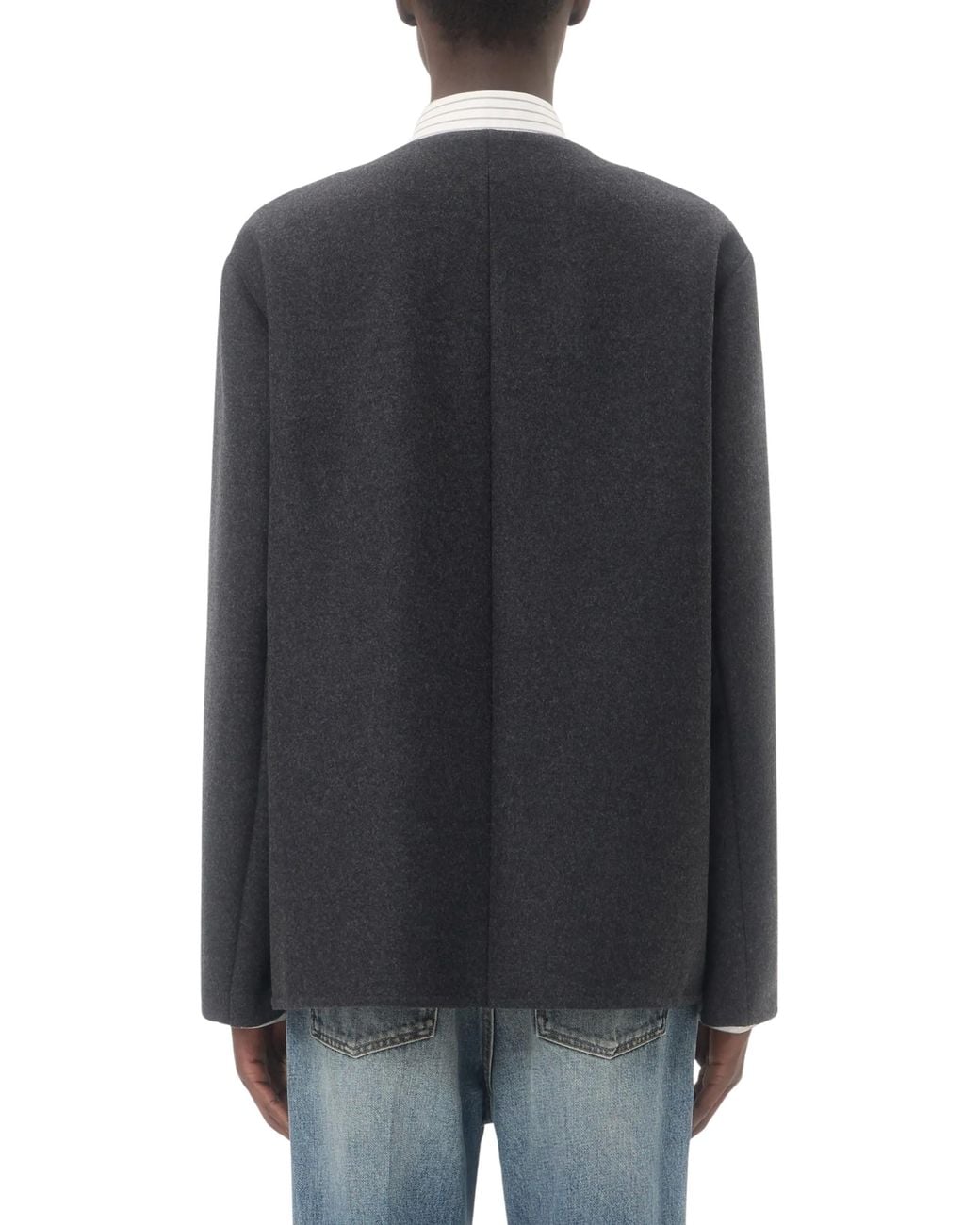 Valentino Black Double Wool Caban With Metallic V Detail for men