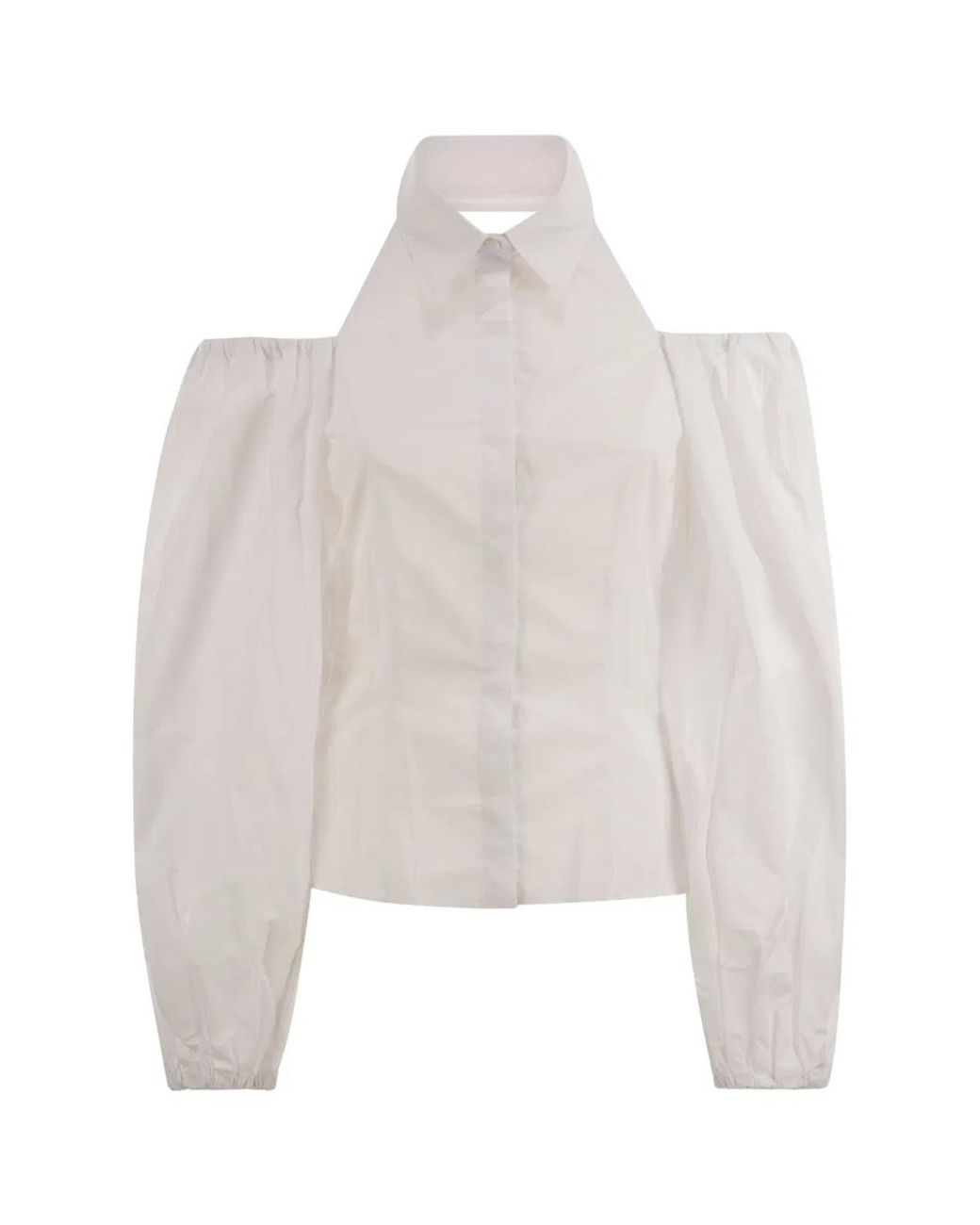 MVP WARDROBE White Cotton Shirt With Balloon Sleeves