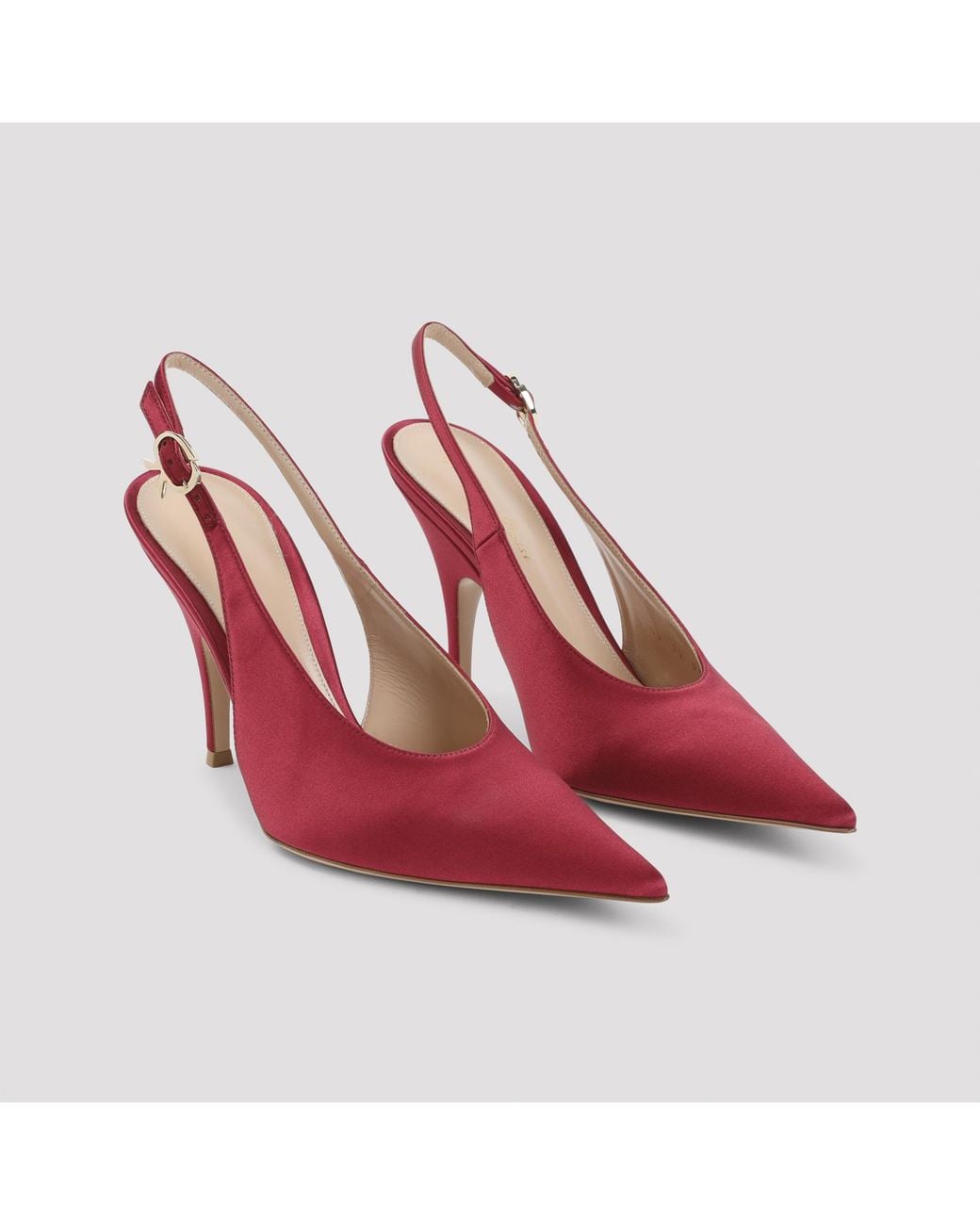 Gianvito Rossi Pink Syrah Sofia Sling Crepe Satin Pumps