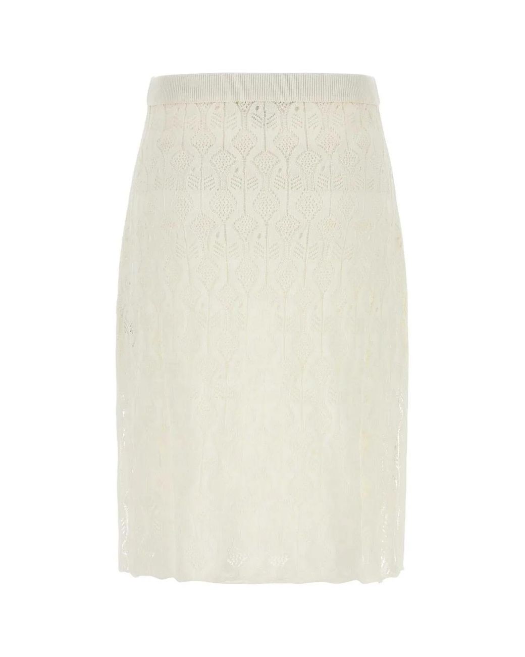 Bottega Veneta White Lace Skirt