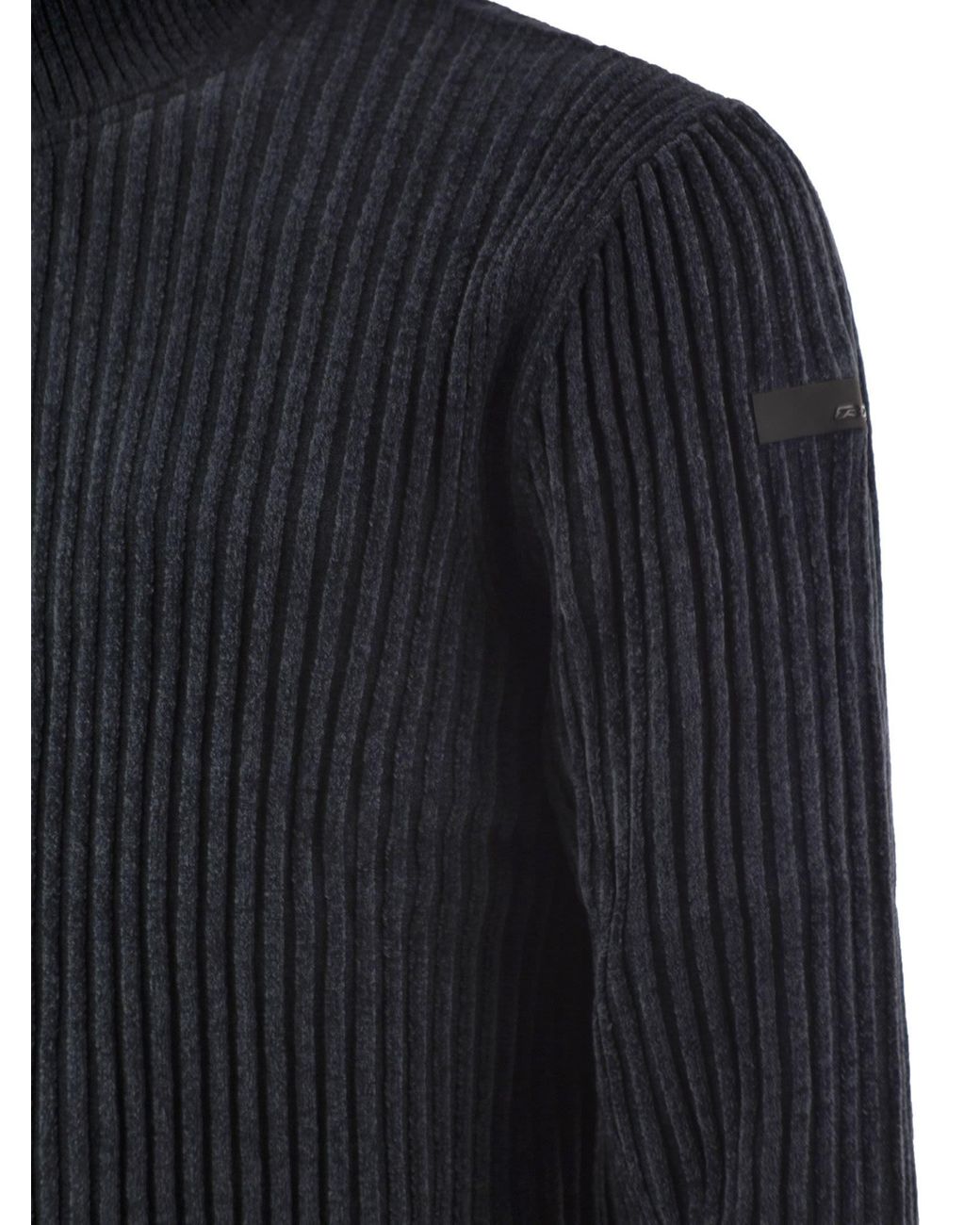Rrd Blue Ribbed Zip-Up Cardigan for men