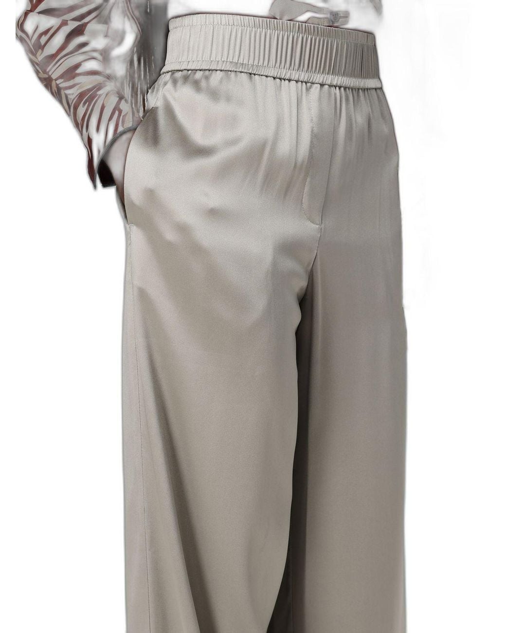 Brunello Cucinelli Green Silk Satin Track Pants