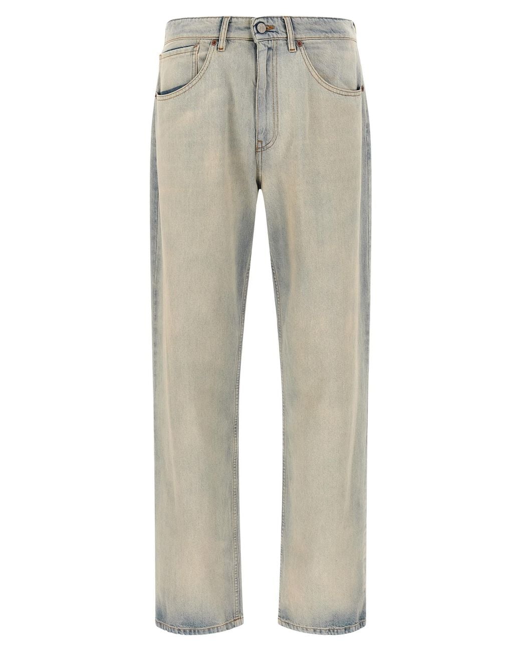 MM6 by Maison Margiela Gray Cotton Relaxed Fit Jeans for men