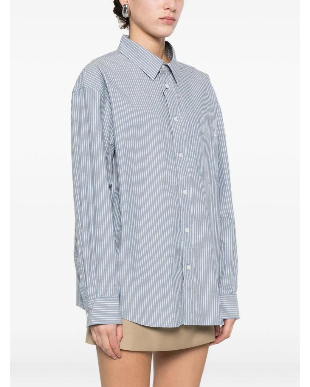 DUNST Gray Striped Cotton Shirt