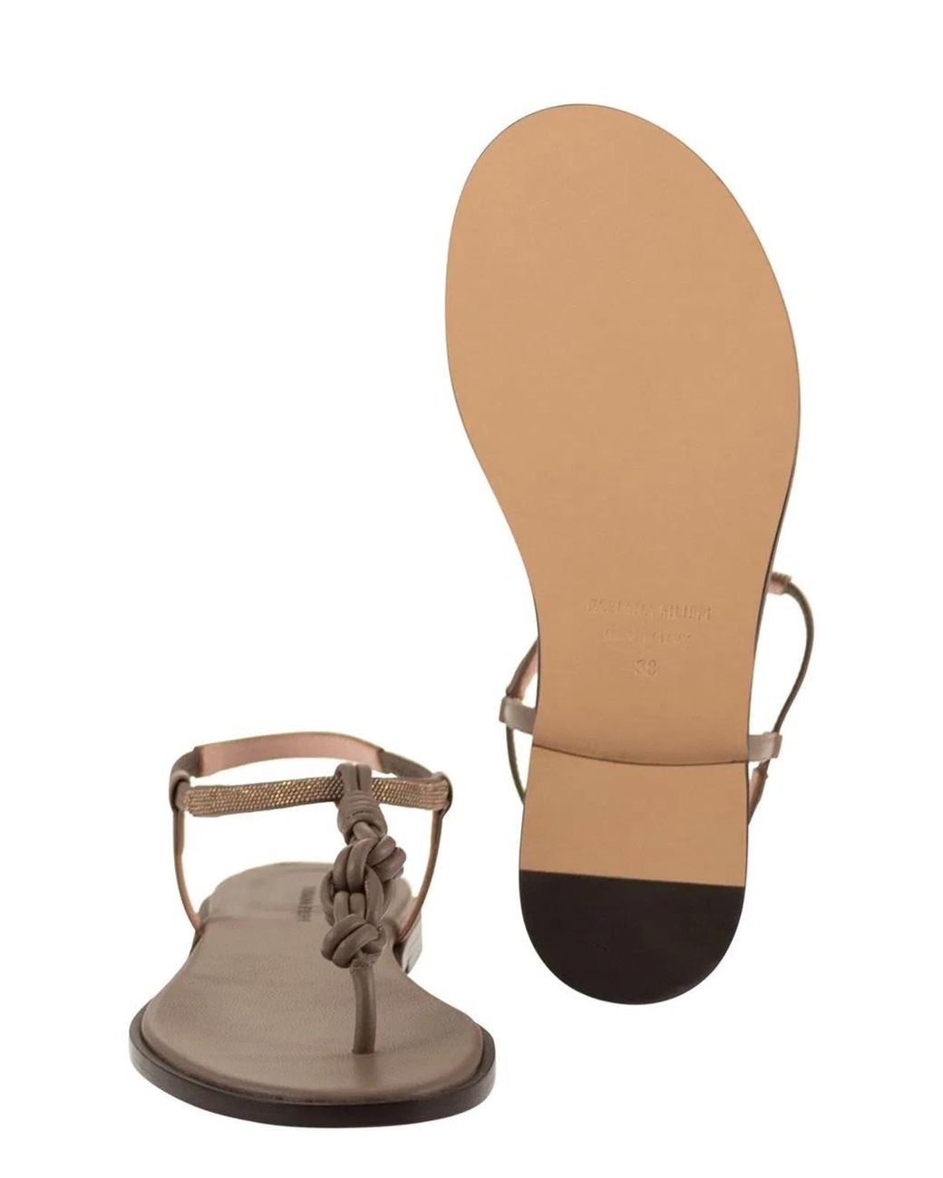 Fabiana Filippi Black Leather Thong Sandals With Braided Detail