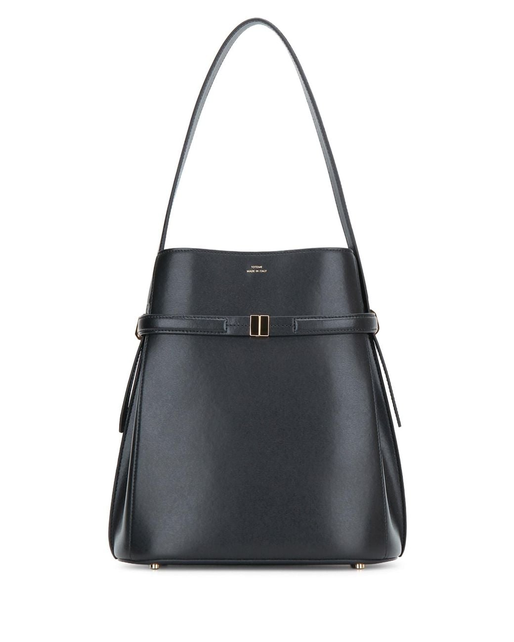 Totême Black Belted Leather Bucket Bag