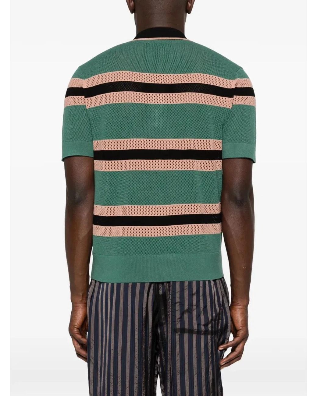 Dries Van Noten Green "Mercy Stripe" Polo Shirt for men