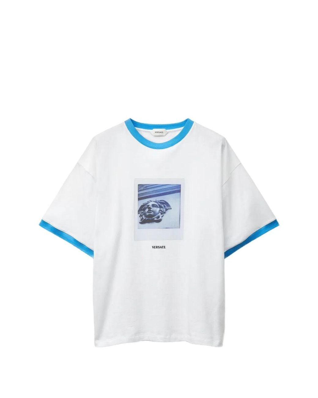 Versace Blue Regular-Fit Cotton Jersey T-Shirt With Print for men