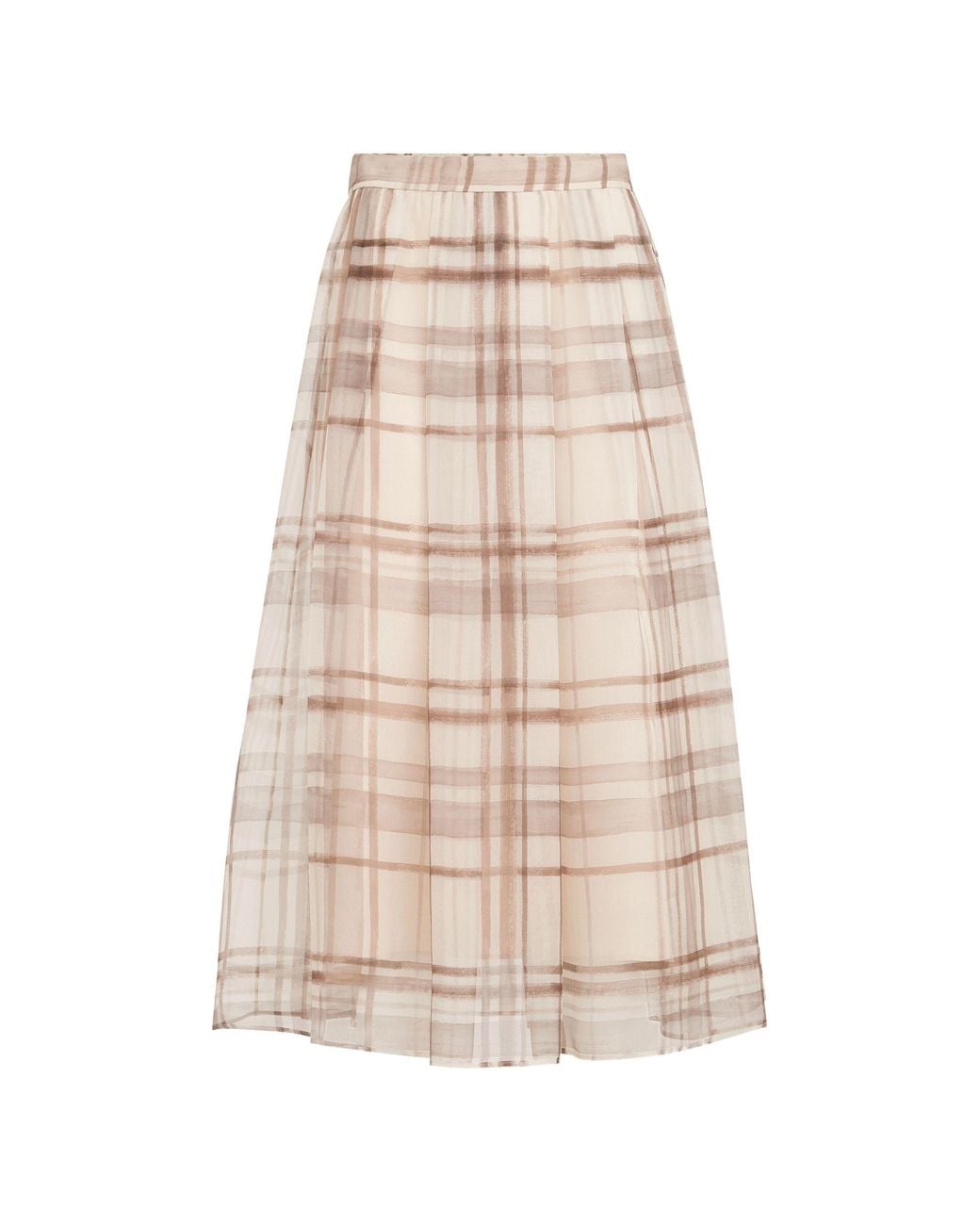 Brunello Cucinelli Natural Silk Organza Pleated Skirt