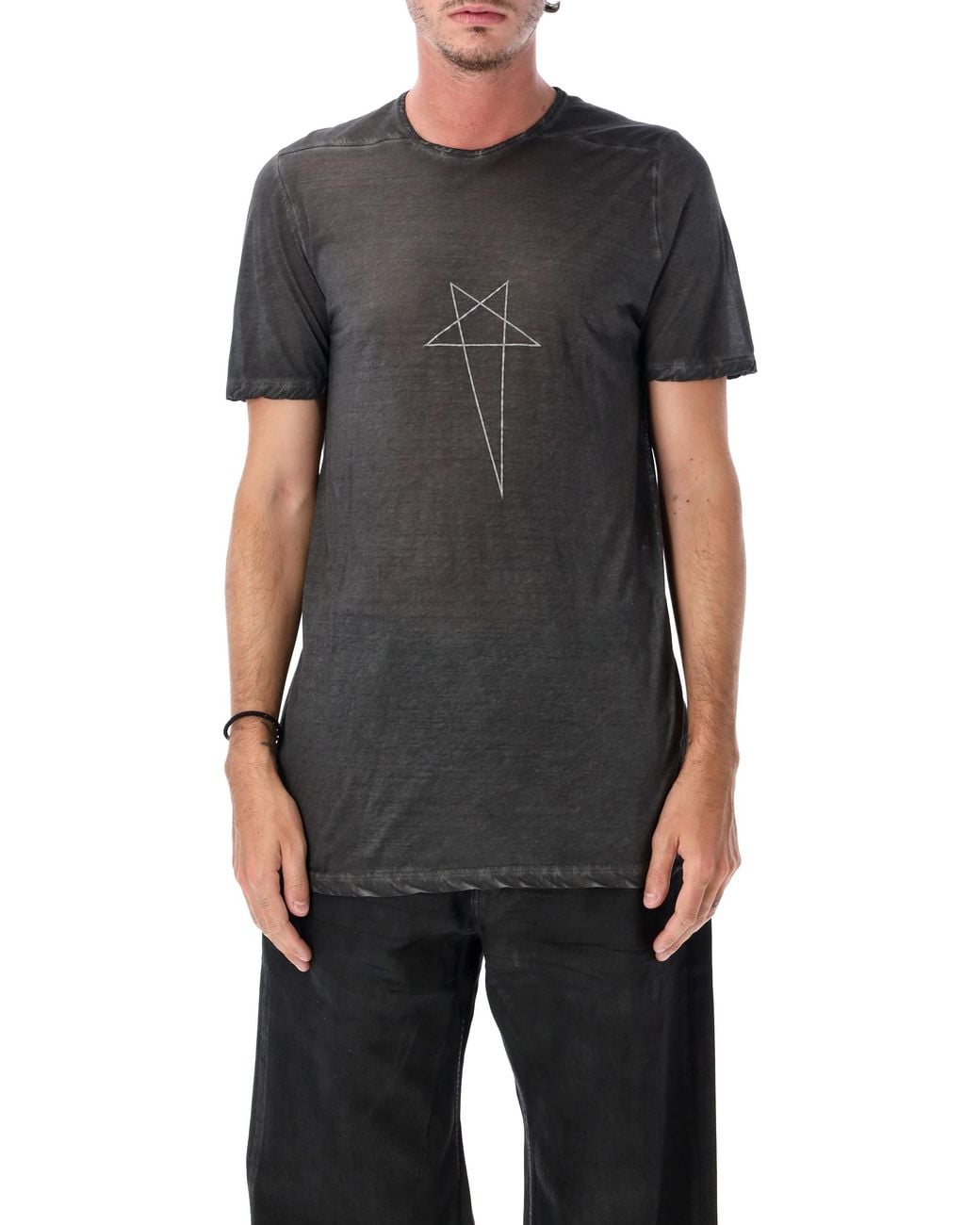 Rick Owens Black Graphic Crewneck T-Shirt for men