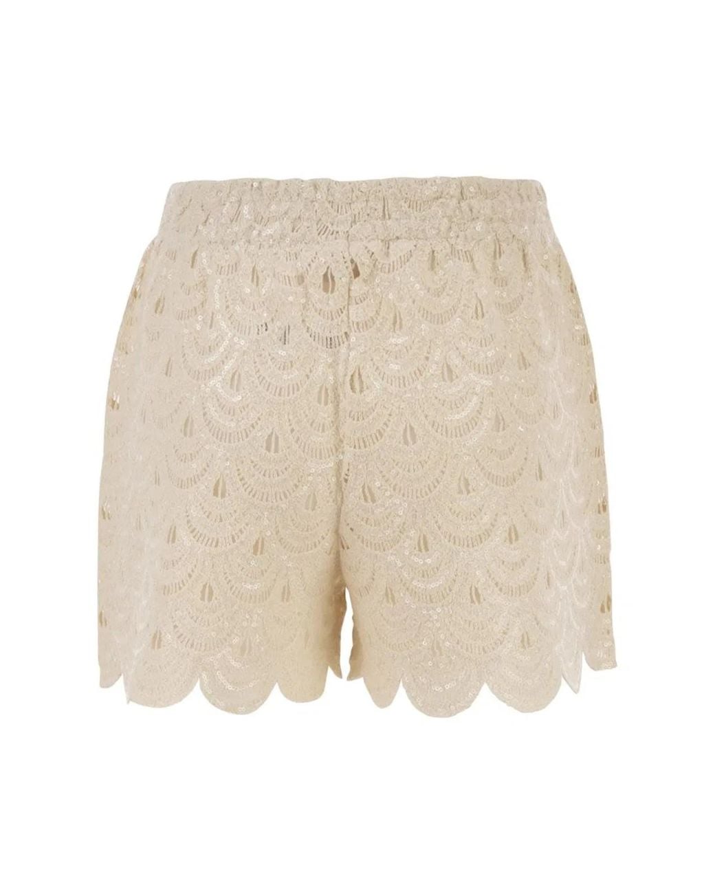 Mc2 Saint Barth Natural Lace Shorts With Sequins