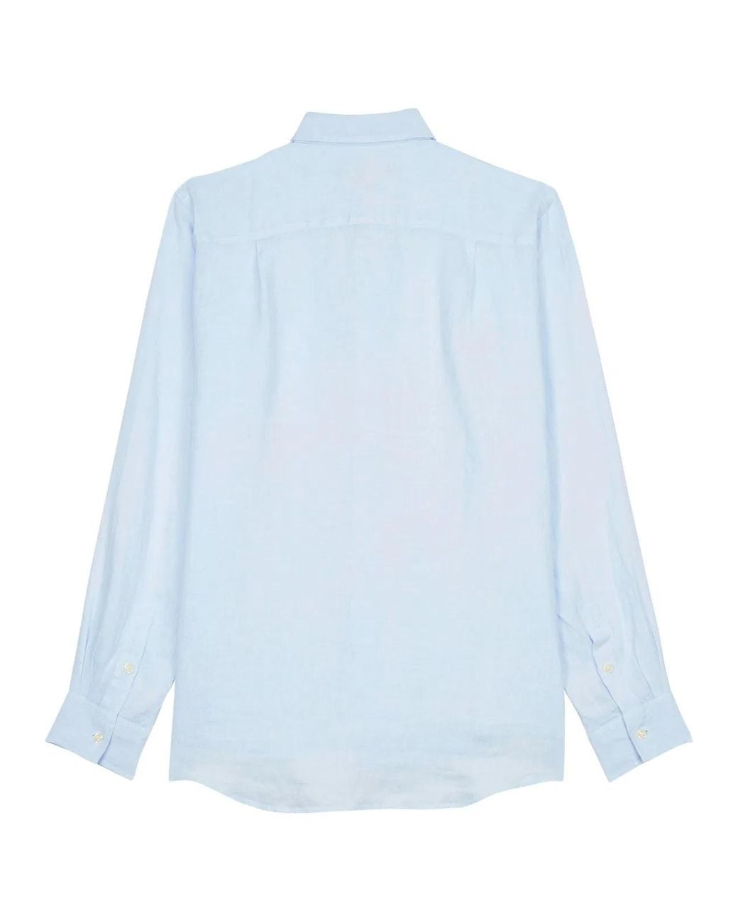 Vilebrequin Blue Plain Linen Shirt With Chest Pocket for men