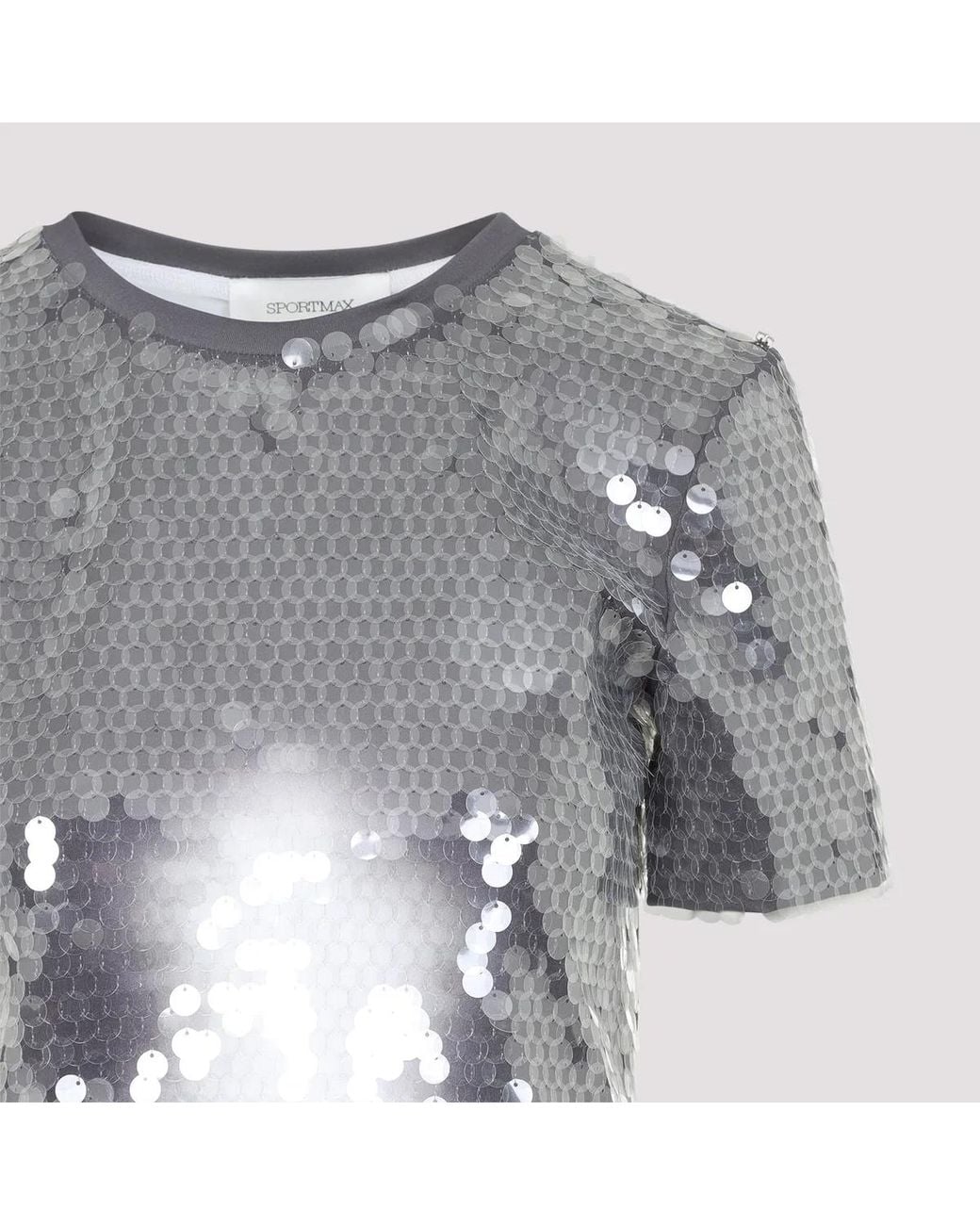 Max Mara Gray Kibbutz Sequined T-Shirt