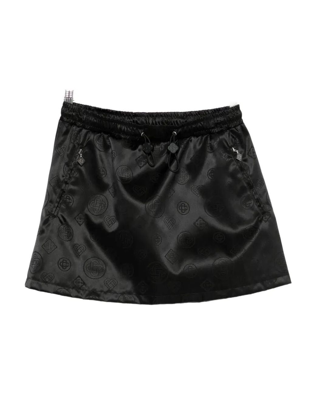Casablanca Black Drawstring Patterned Mini Skirt