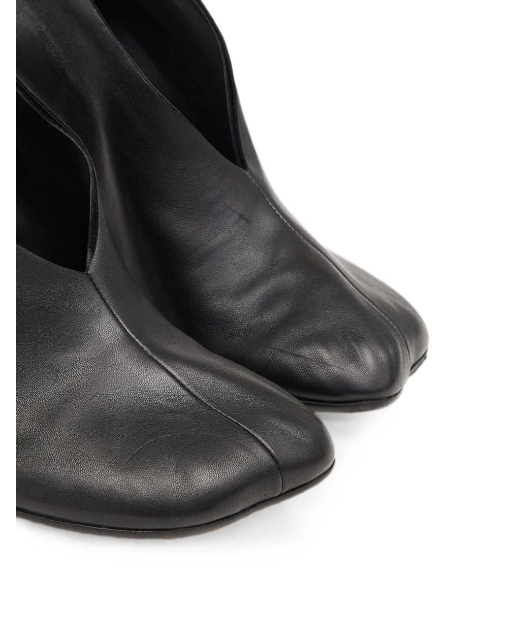 MM6 by Maison Margiela Black Leather Flat Shoes