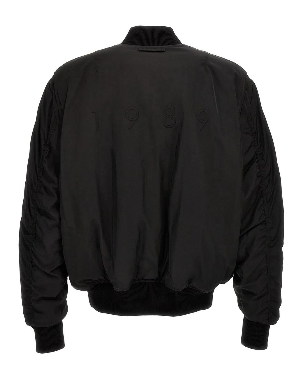 1989 STUDIO Black Nylon Bomber Jacket for men