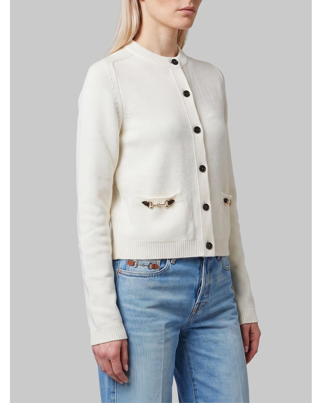 Gucci Blue Cashmere Wool Cardigan With Morsetto