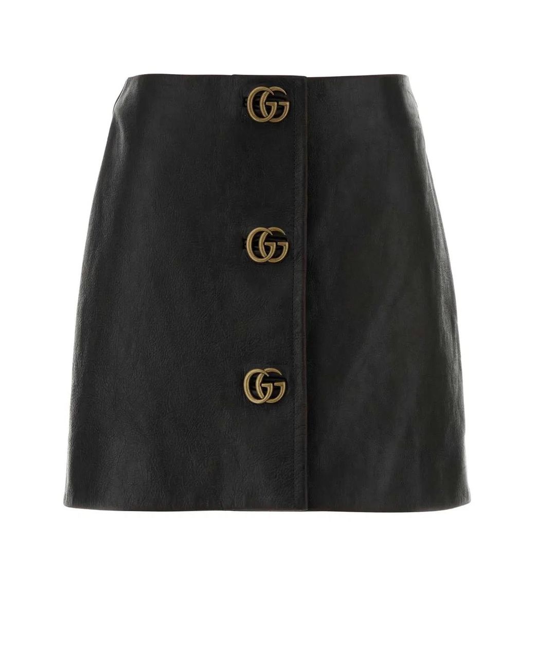 Gucci Black Leather Mini Skirt