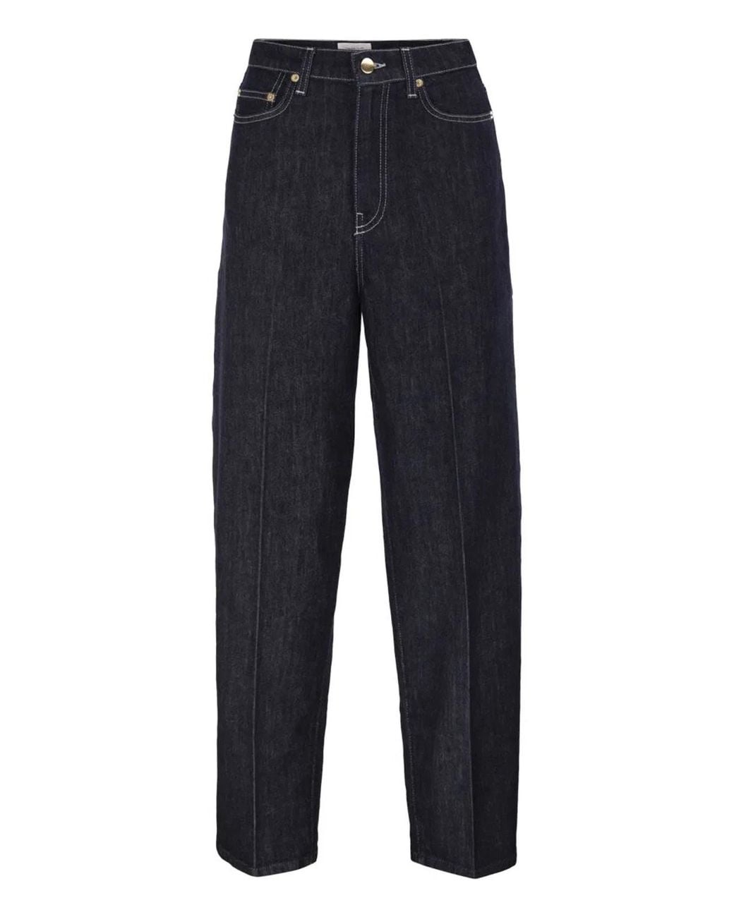 Fabiana Filippi Blue Wide-Leg Stretch Cotton Denim Jeans With Contrast Stitching