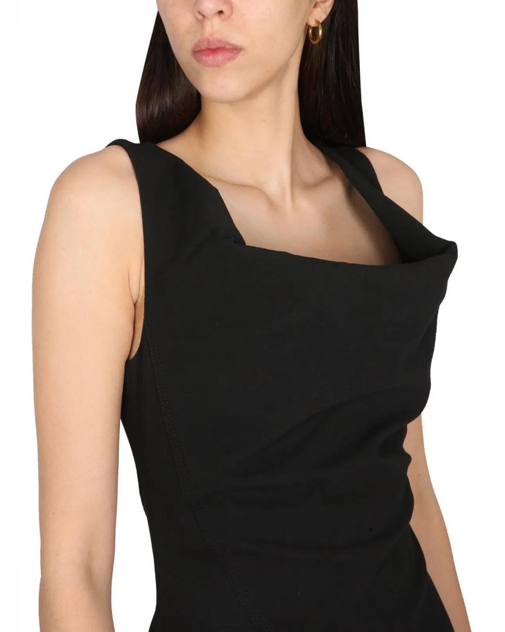 Bottega Veneta Black Asymmetrical Midi Dress