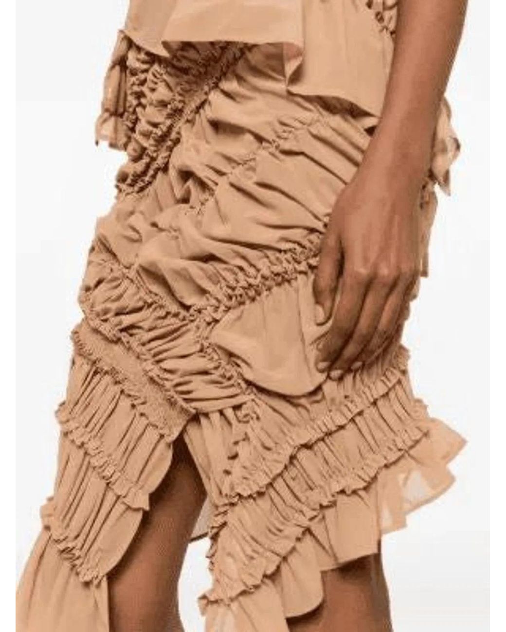 Magda Butrym White Ruffled-Embellishment Midi Skirts