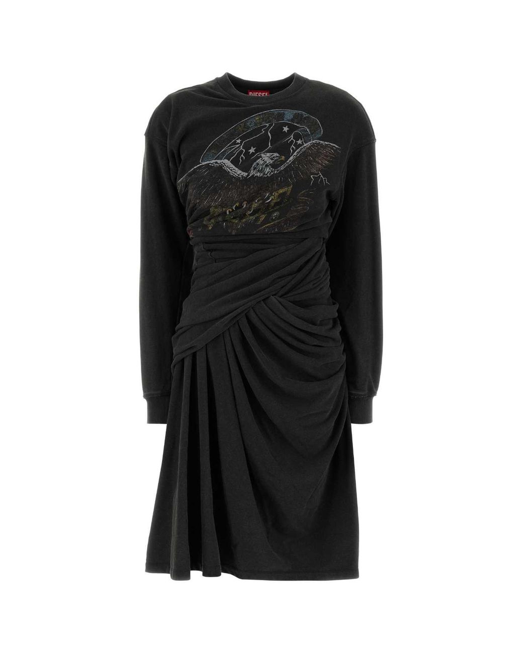 DIESEL Black Cotton-Blend Sweatshirt Dress