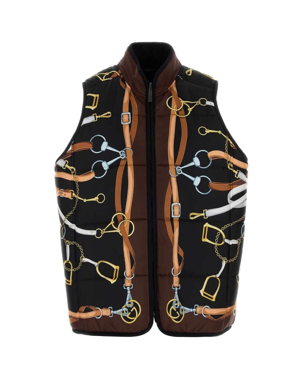 Gucci Black Printed Twill Reversible Sleeveless Jacket