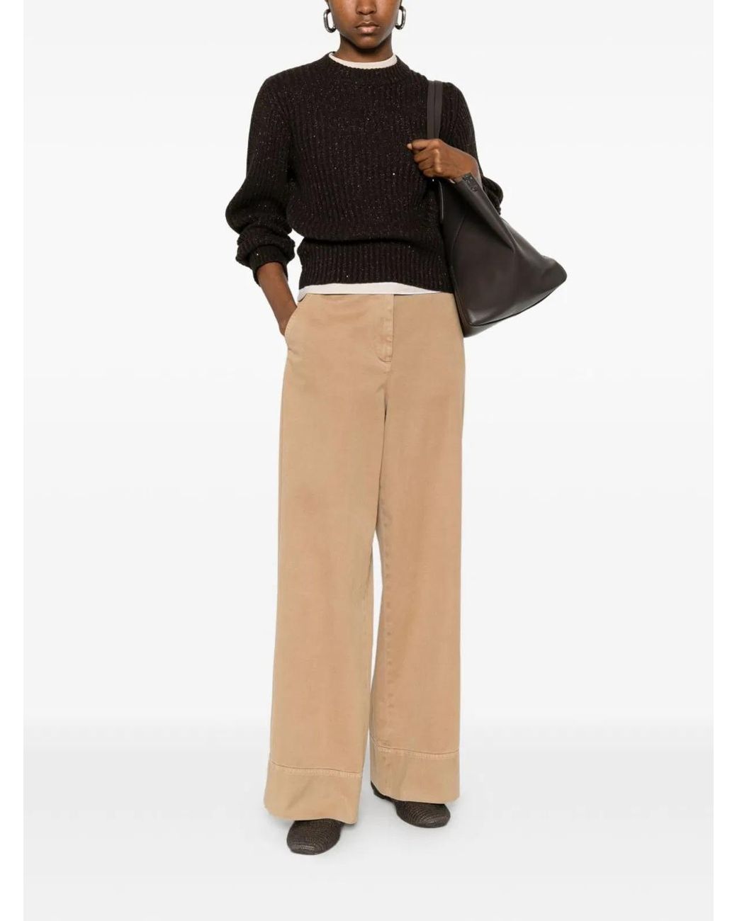 Brunello Cucinelli Black Sparkling & Dazzling Cashmere And Wool Ribbed Sweater