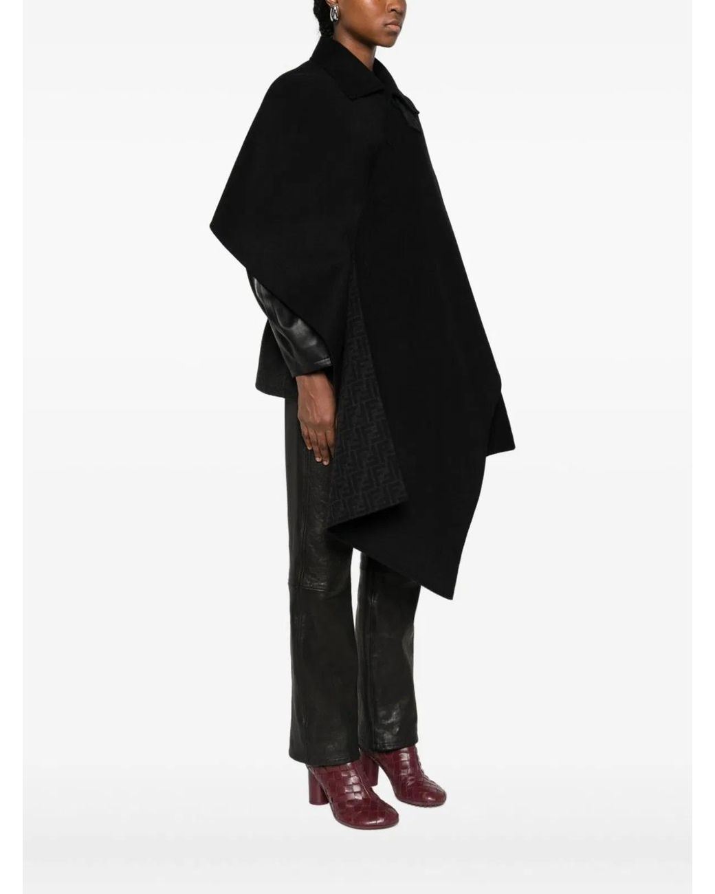 Fendi Black Wool Cape