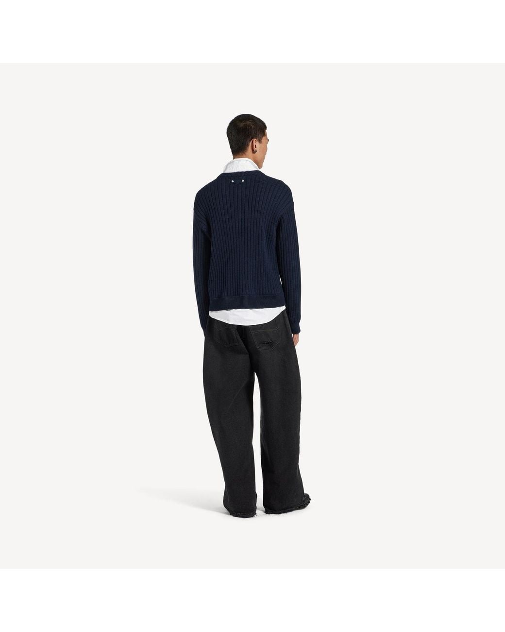 Balenciaga Blue Hybrid Shirt/Knit Sweater for men