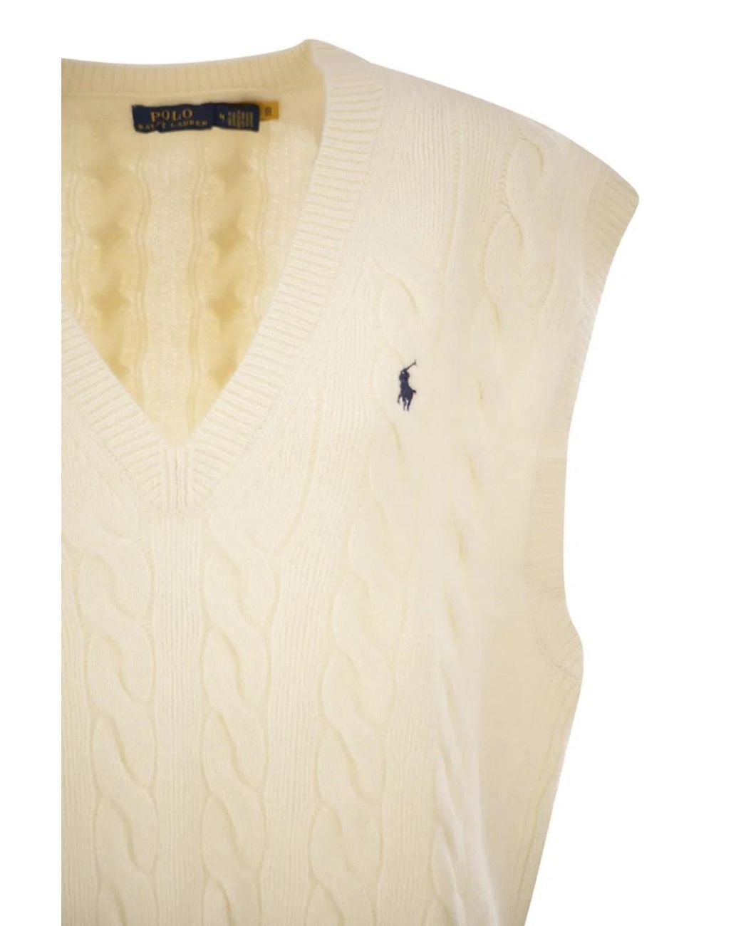Polo Ralph Lauren Natural Wool And Cashmere Cable-Knit Vest