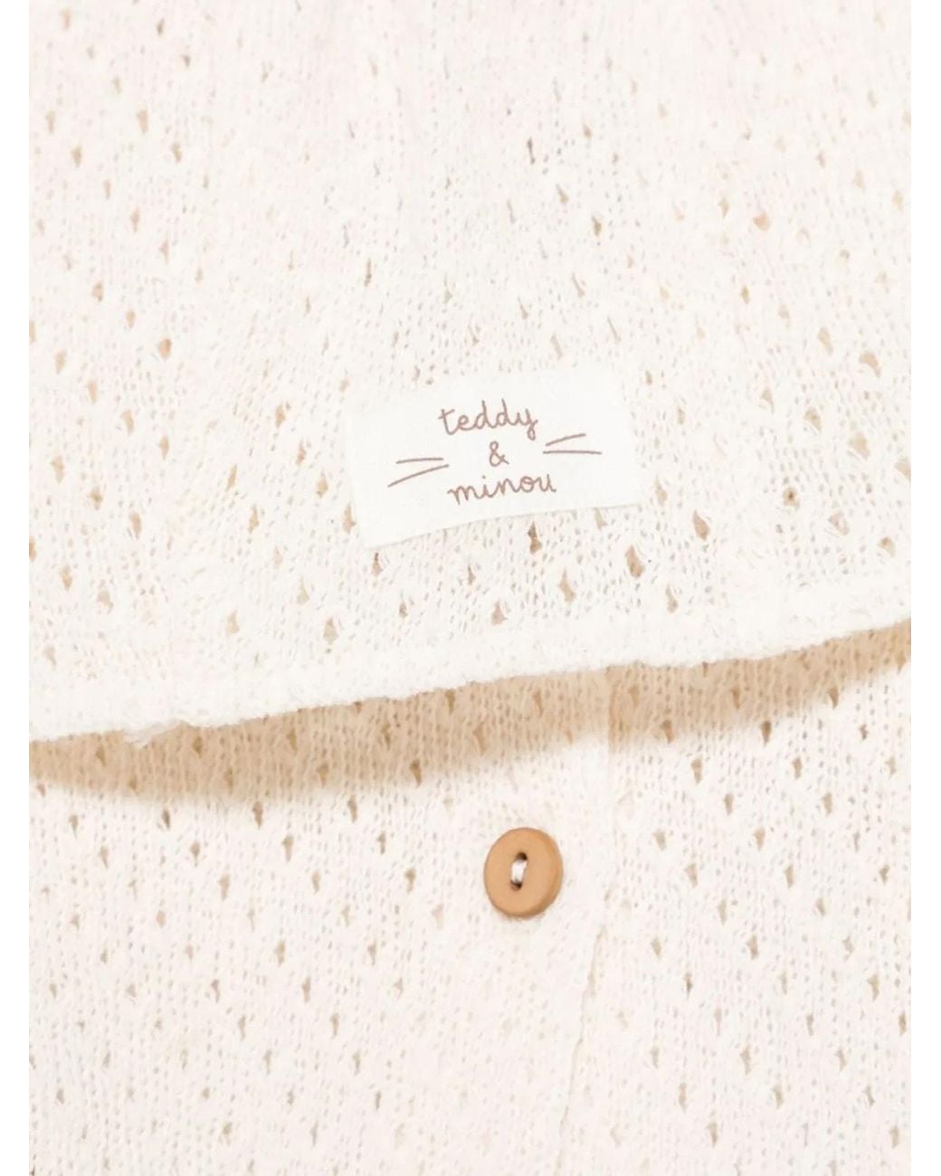 Teddy & Minou White Teddy & Minou Cardigan Set With Beanie