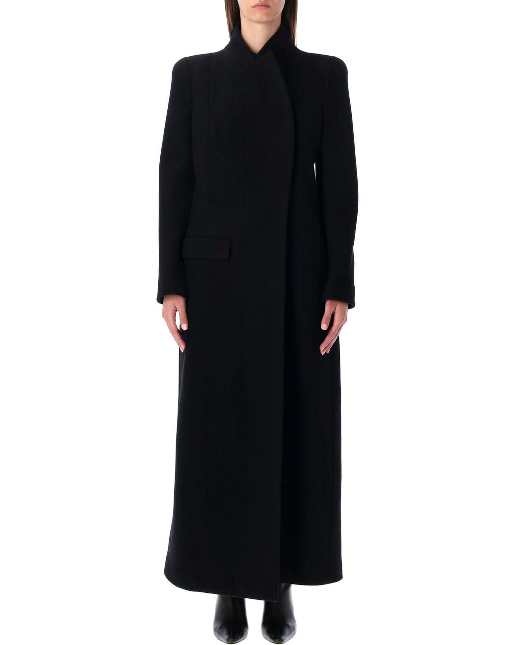 Tom Ford Black Long Wool Coat Blac