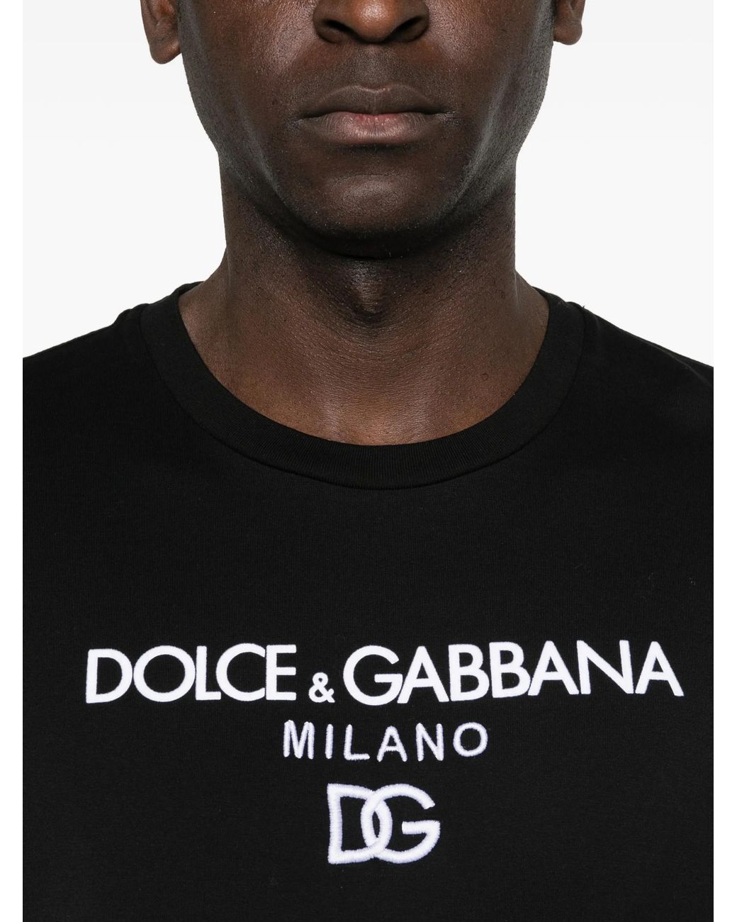 Dolce & Gabbana Black Dolce & Gabbana T-Shirt With Dg Embroidery for men