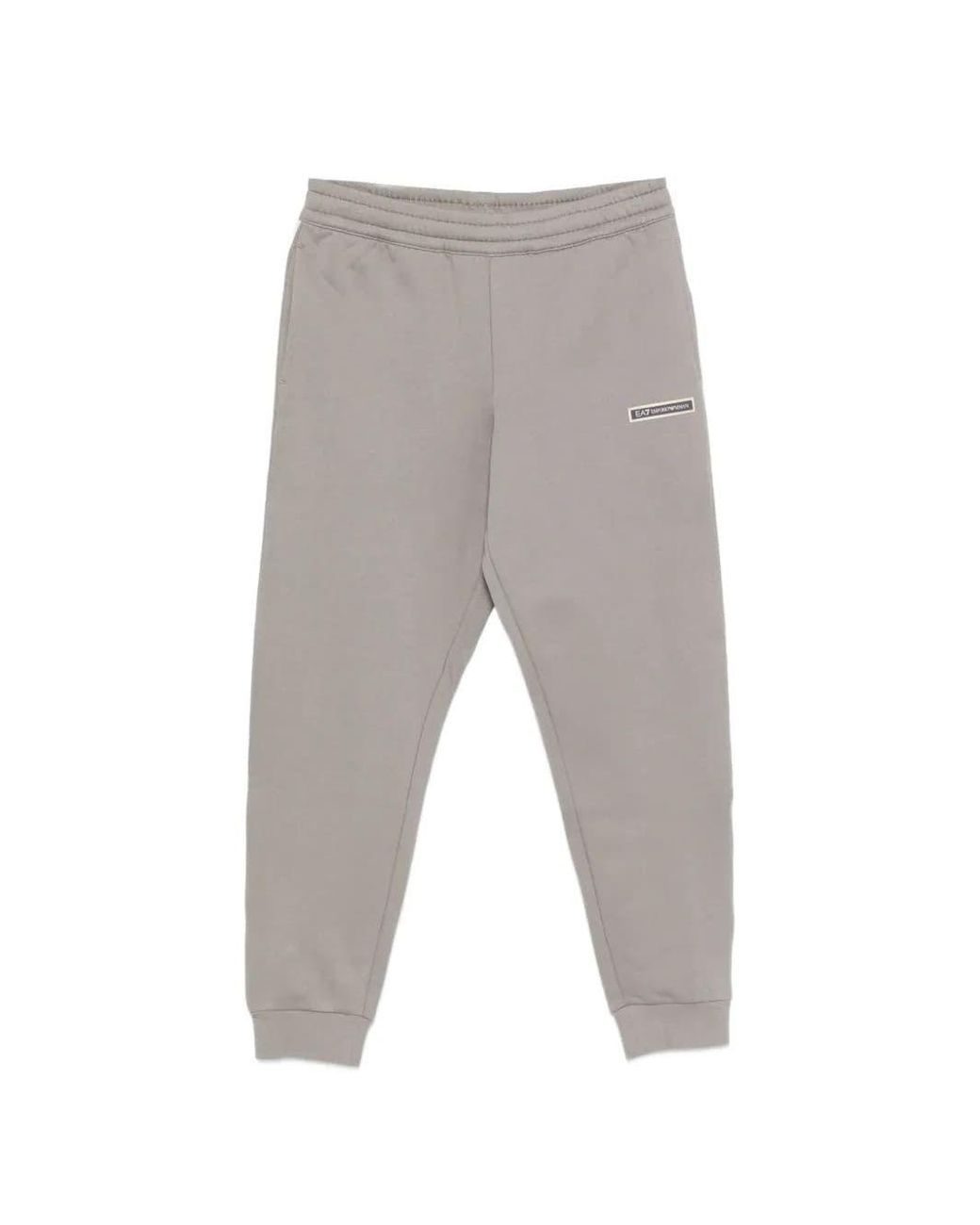 EA7 Gray Emporio Armani Tracksuit Bottoms With Logo Patch for men